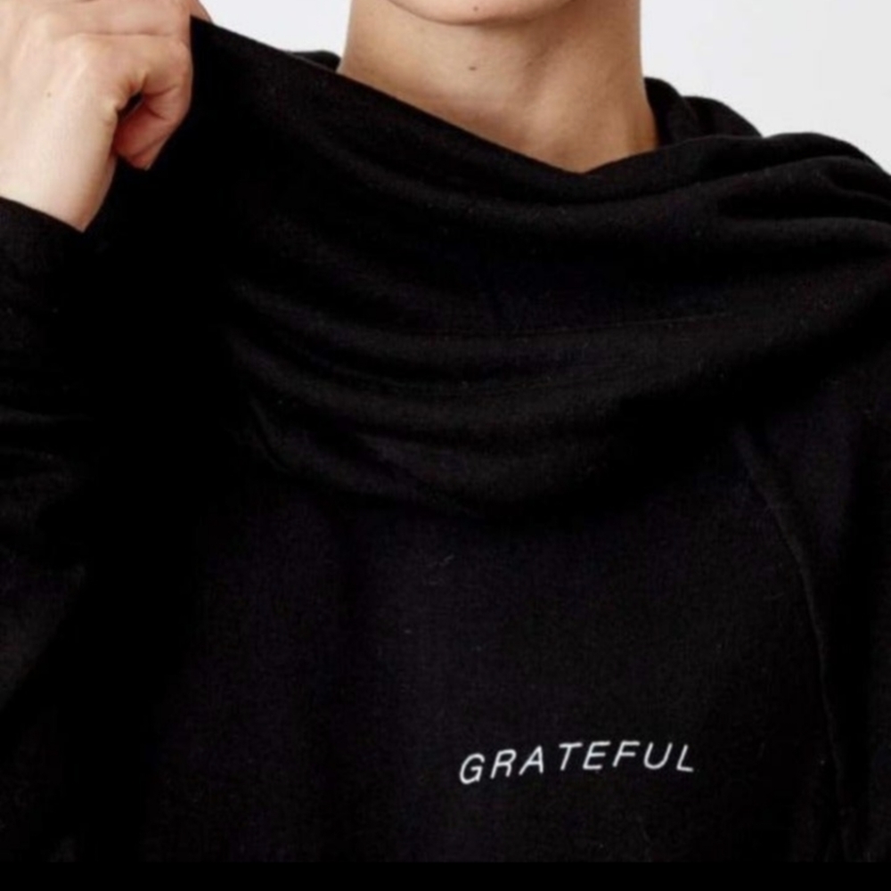 good hYOUman GRATEFUL - THE DYLAN Cowl Neck Sweatshirt, Black, Size Medium